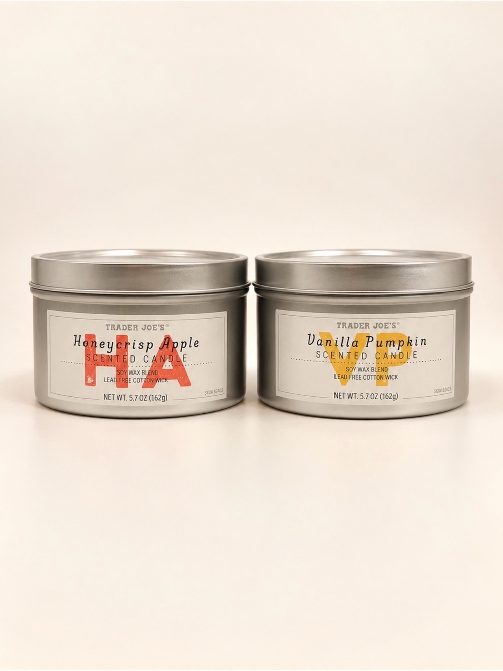 NEW • Trader Joe's Limited Edition Fall Candles • Vanilla Pumpkin + Apple